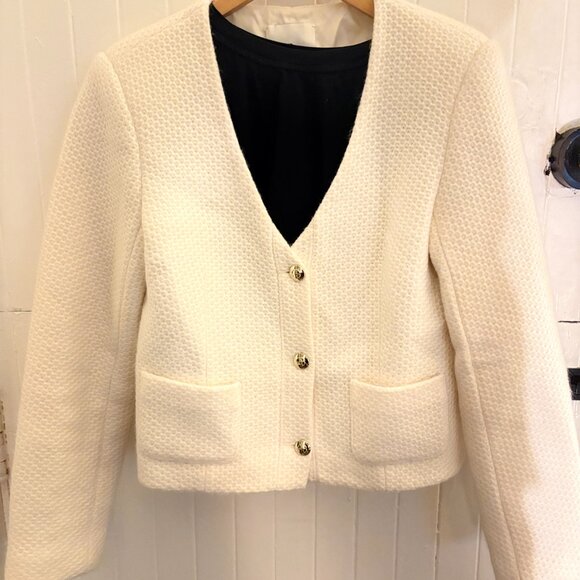 NWOT Anine Bing Anitta Modern Lady Jacket in Ivory White Tweed - Size Medium - Picture 1 of 5